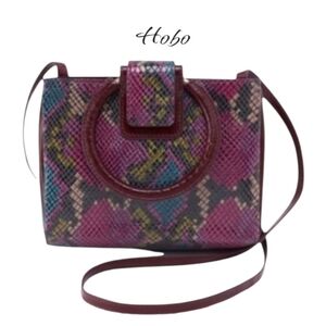 HOBO Heidi Small Crossbody Bag Mosaic Snake Burgundy Purple Leather 